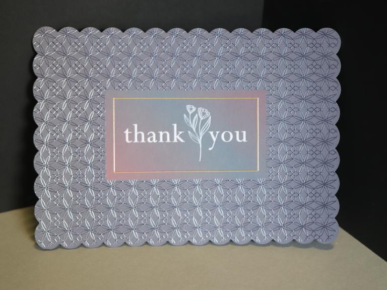 shaped thank you card