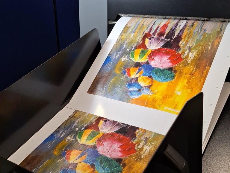 Image of print embellishments being tested on the DDC-8000