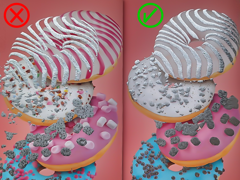 Image showing misaligned print embellishments vs aligned print embellishments, foil in particular. 