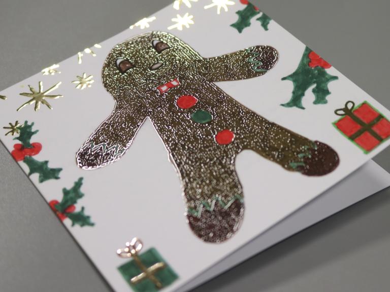 Embellished Gingerbread man Christmas Card