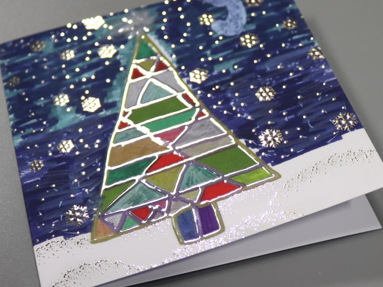 Embellished Christmas Tree square Card