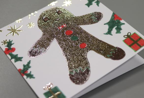 Embellished Gingerbread man Christmas Card